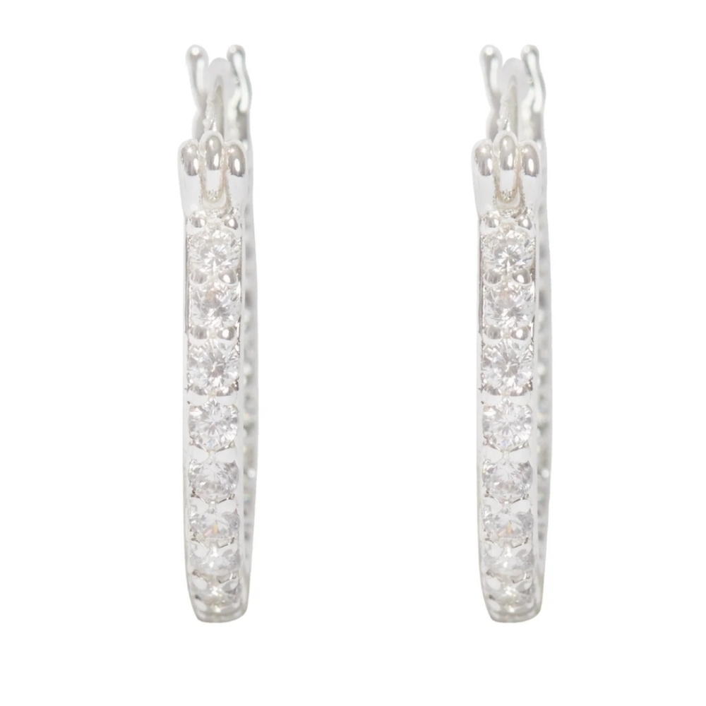 Ltd Edition Crystal Haze Mini Serena Hoops Silver Plated Brass Cubic Zirconia - Picture 2 of 2